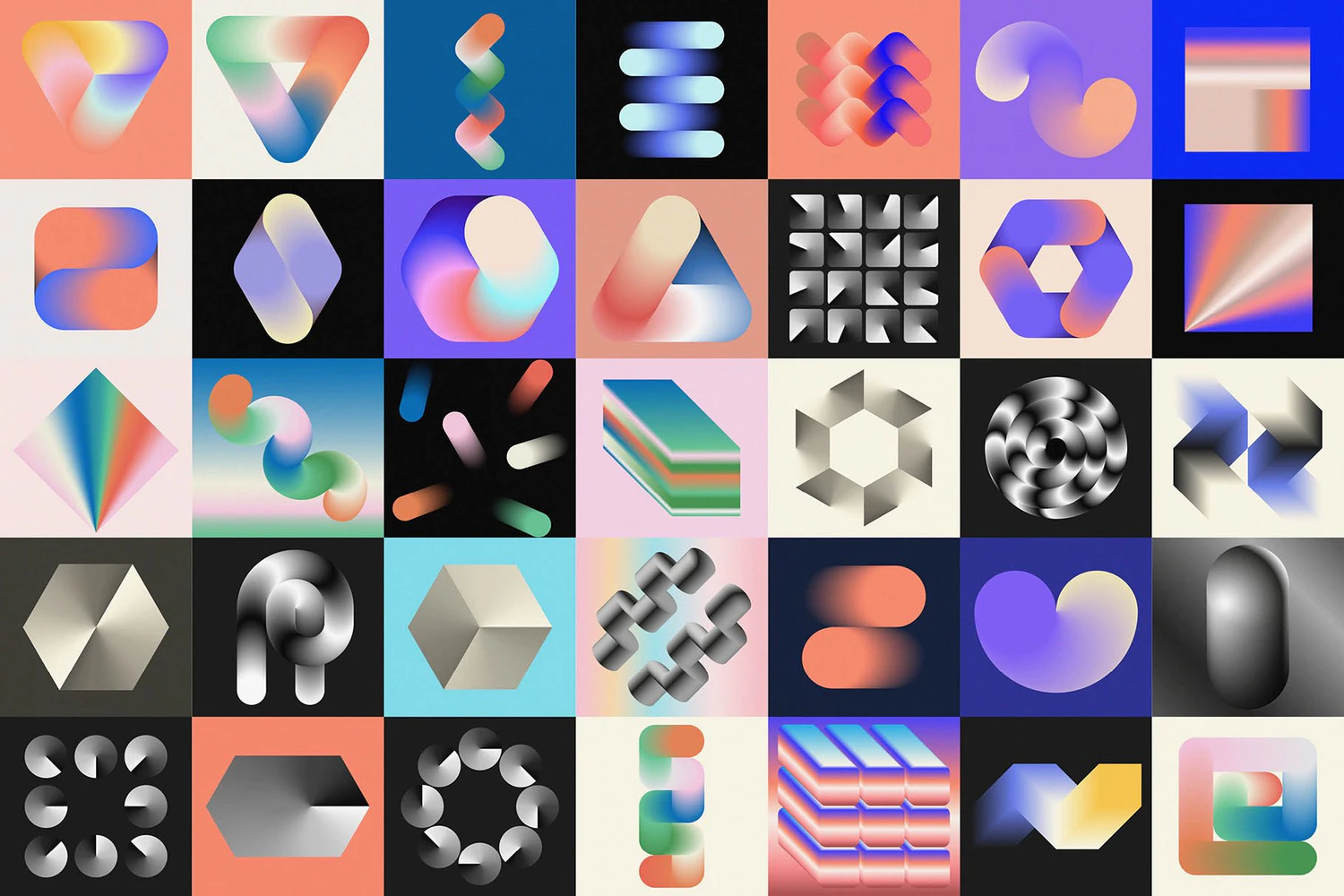 3364 70款弥散光艺术抽象创意潮流渐变几何图形海报背景AI矢量设计套件Gradient Blend Noise Vol. 1