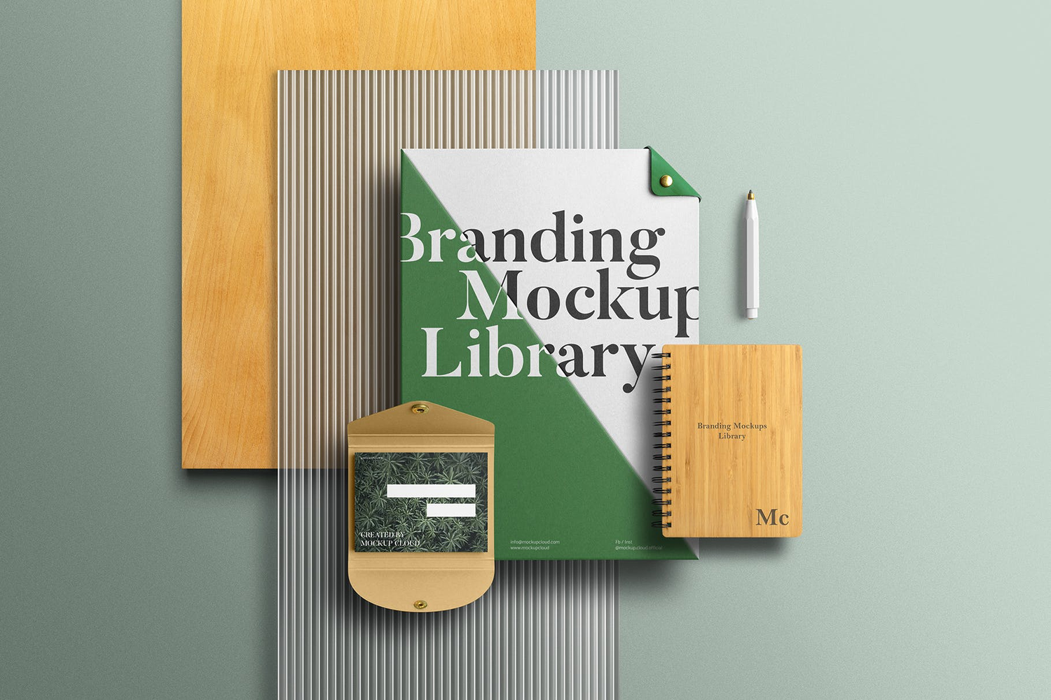 3369 11款品牌形象vi名片信封信纸办公文具设计作品贴图ps样机素材模板 Branding Mockups Library Vol. 2