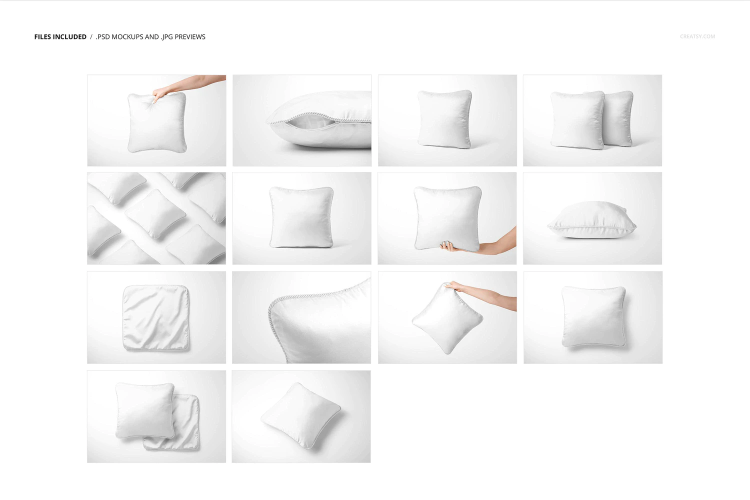 3374 14款质感居家抱枕靠垫腰靠图案印花设计贴图ps样机素材展示模板 Silk Cushion with Braid Mockup Set