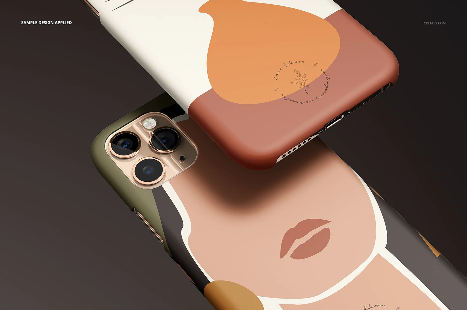 3375 哑光磨砂Phone 11 Pro手机保护壳外观设计样机模板套装 iPhone 11 Pro Matte Snap Case Mockup