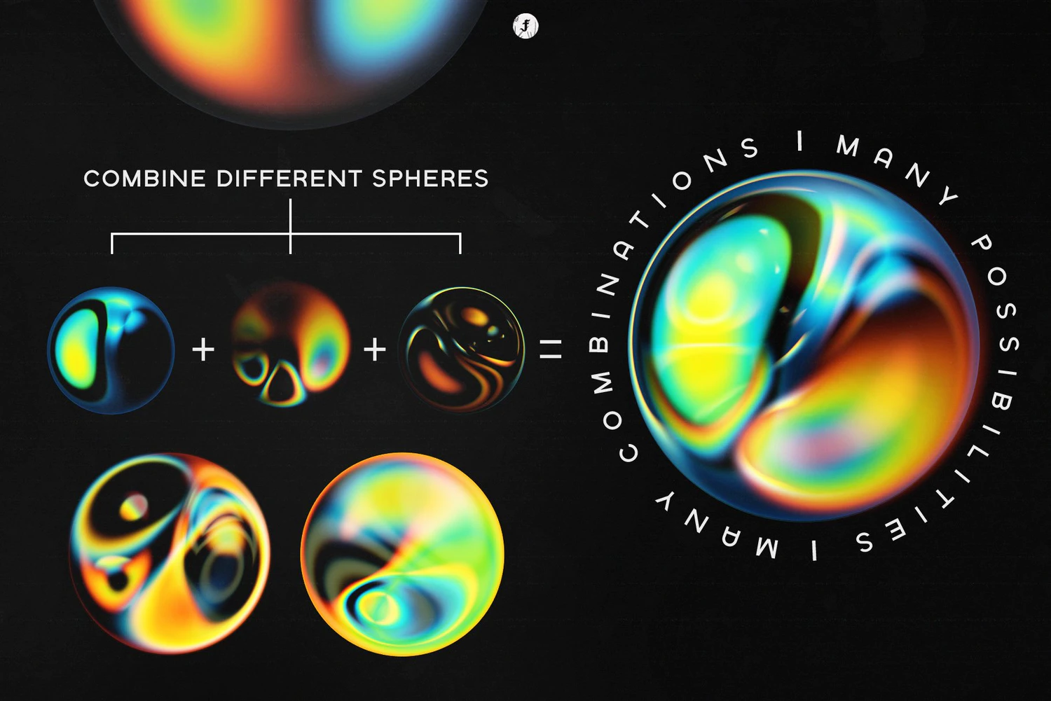 3378 20款虹彩迷幻神秘球体照片叠加png免抠背景图片设计素材 Rainbow Spheres Vol. 1
