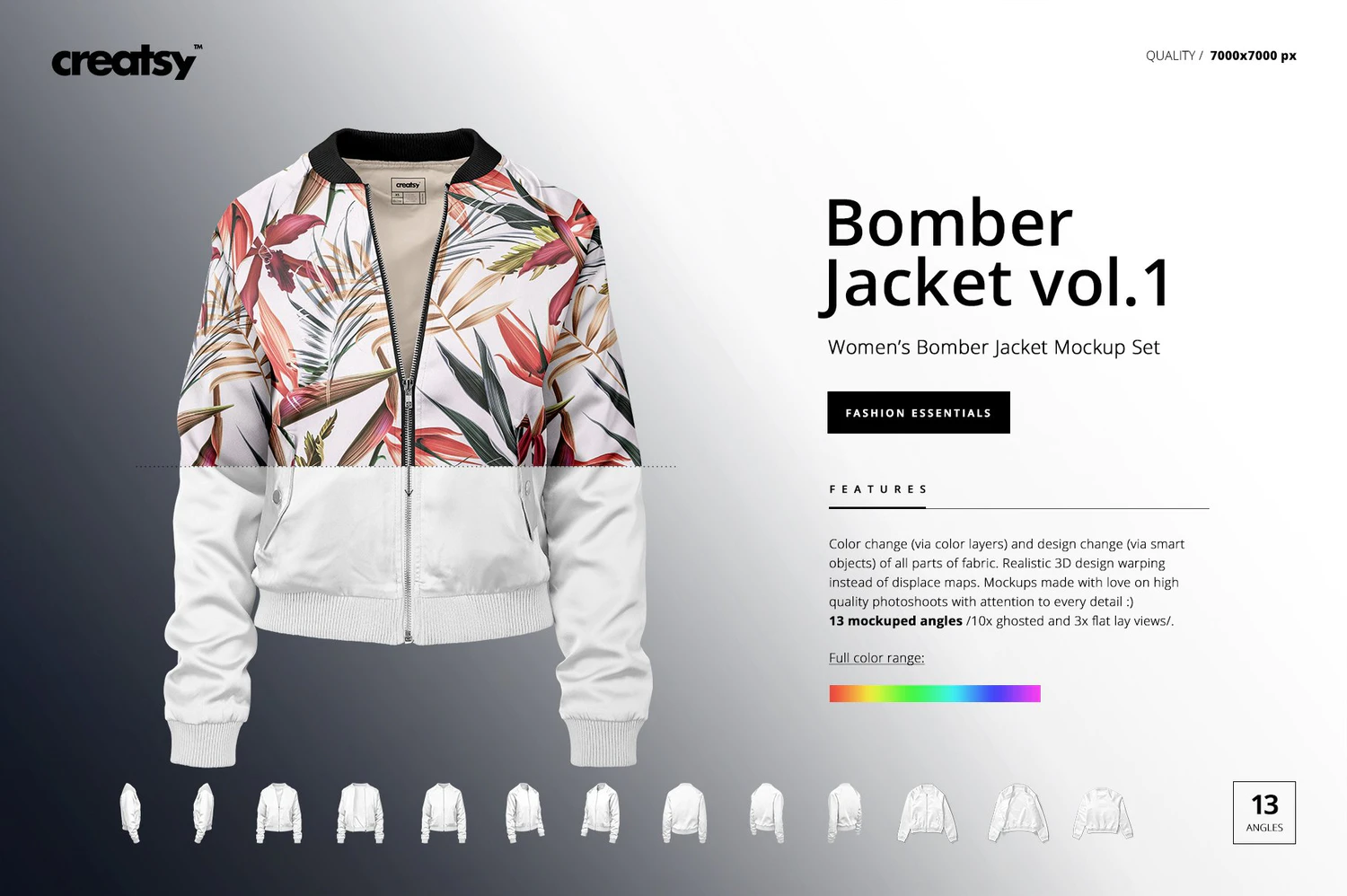 3379 13款女上衣飞行员夹克衫外套服装设计印花图案贴图ps样机素材模板 Bomber Jacket Mockup