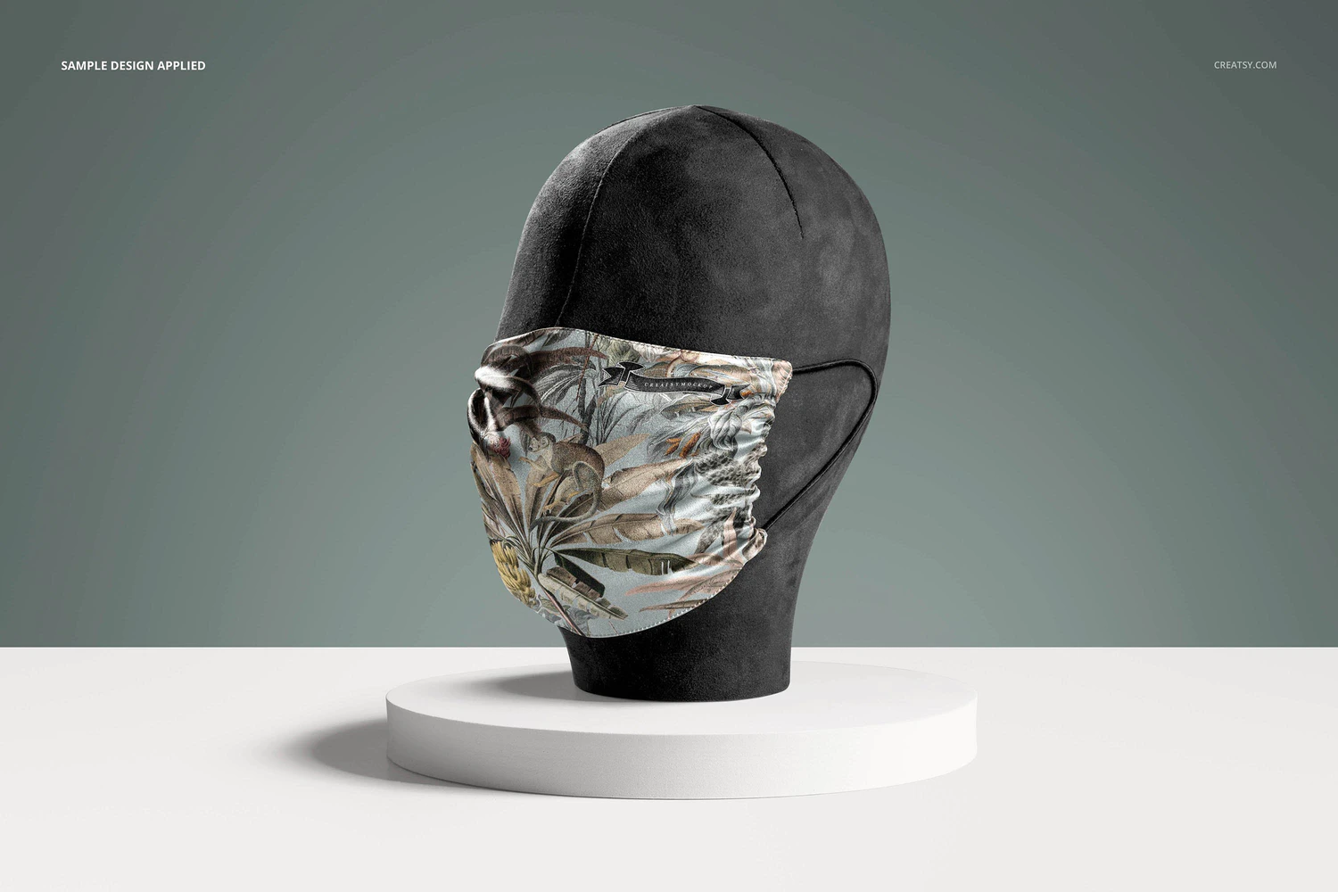 3380 4款丝质口罩面罩纹样图案印花设计贴图ps样机素材展示效果模板 Silk Face Mask Mockup