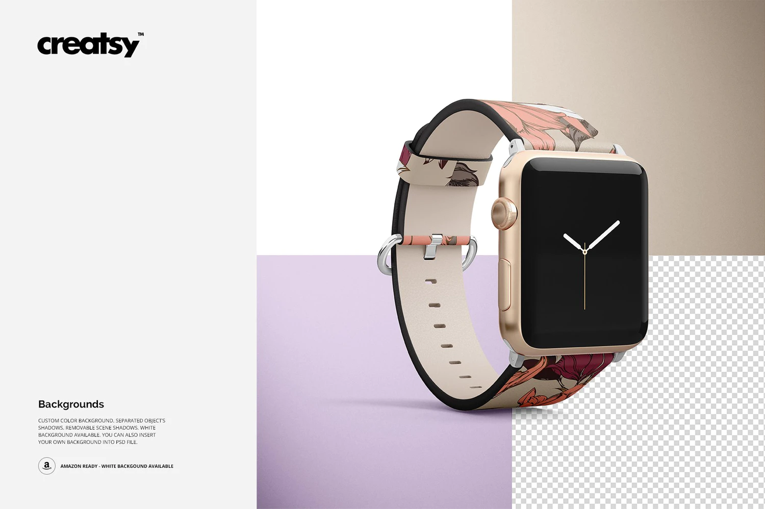 3381 4款苹果手表腕带设计PSD样机素材Apple Watch Leather Band Mockup