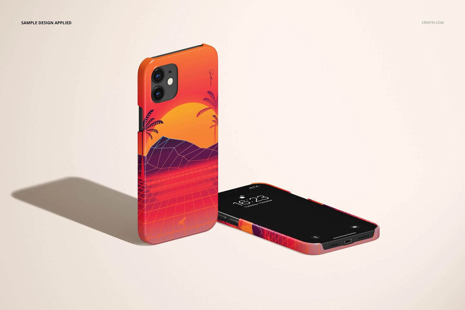 3384 iPhone12苹果手机保护壳手机壳设计贴图ps样机素材展示效果模板 iPhone 12 Glossy Snap Case 1 Mockup