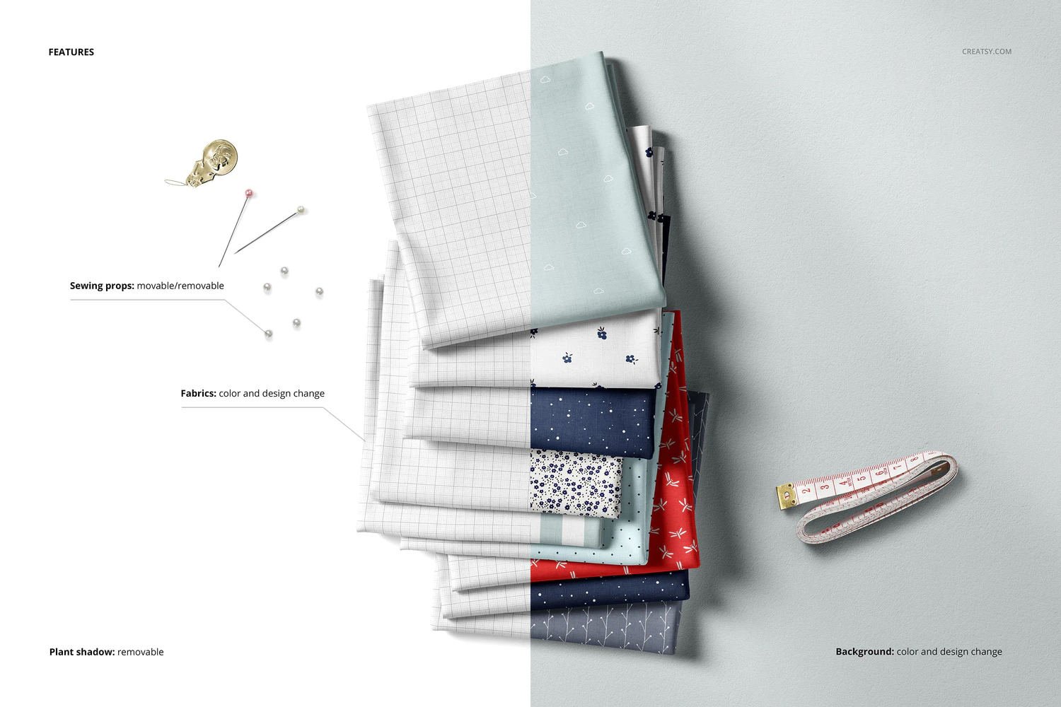 3386 堆叠织物布料面料床单印花纹样图案设计贴图ps样机素材展示效果 Fabric Stack Mockup