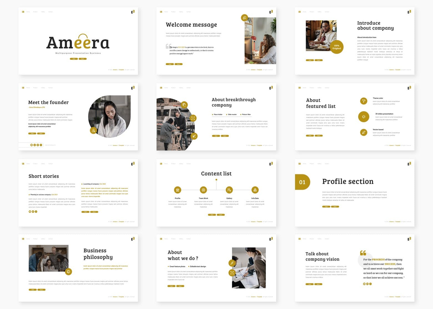 3401 创意极简独特商业主题Keynote模板 Ameera – Business Keynote Template
