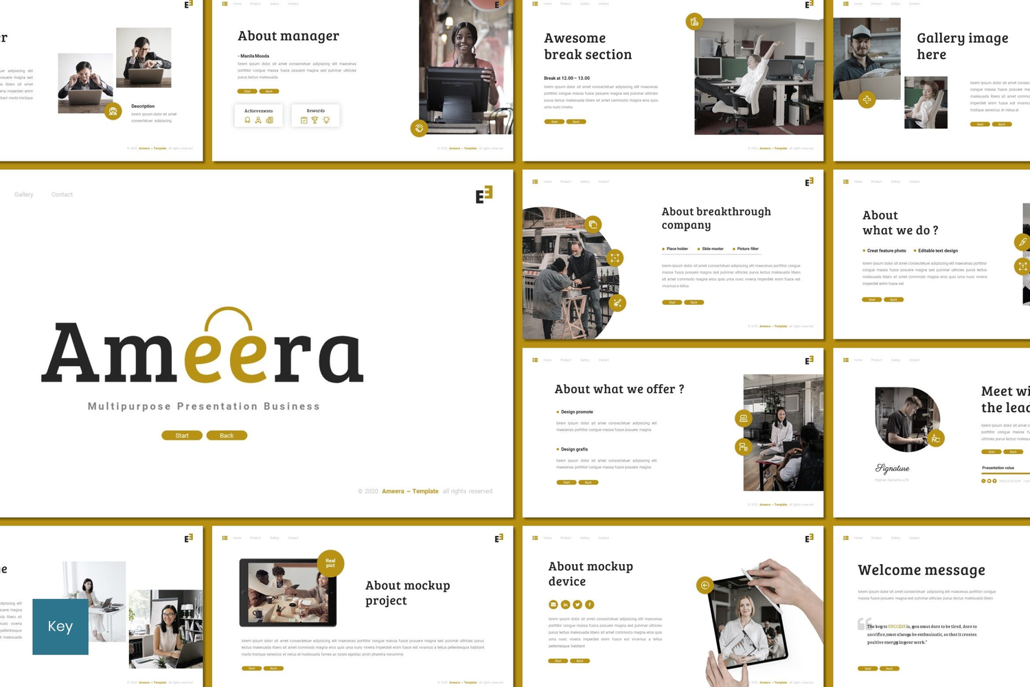 3401 创意极简独特商业主题Keynote模板 Ameera – Business Keynote Template