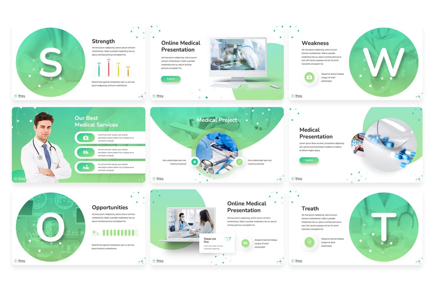 3404 优雅创意医疗主题Keynote模板 Medical Solution – Keynote Template