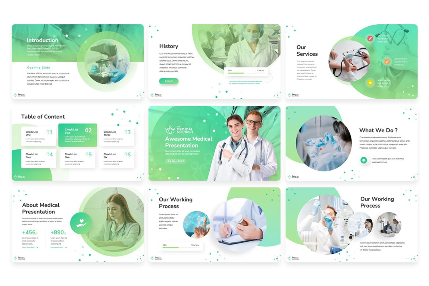 3404 优雅创意医疗主题Keynote模板 Medical Solution – Keynote Template