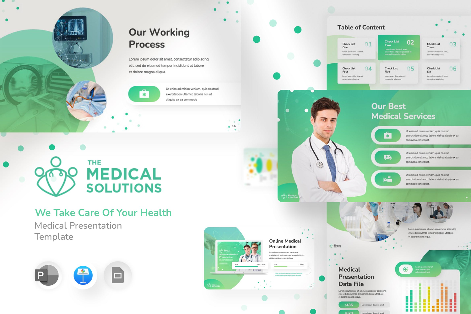 3404 优雅创意医疗主题Keynote模板 Medical Solution – Keynote Template