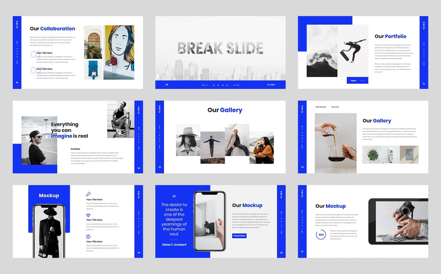 3405 创意多用途机构主题作品集摄影营销方案公司介绍Keynote模板 SLIMA – Creative Agency Keynote Template