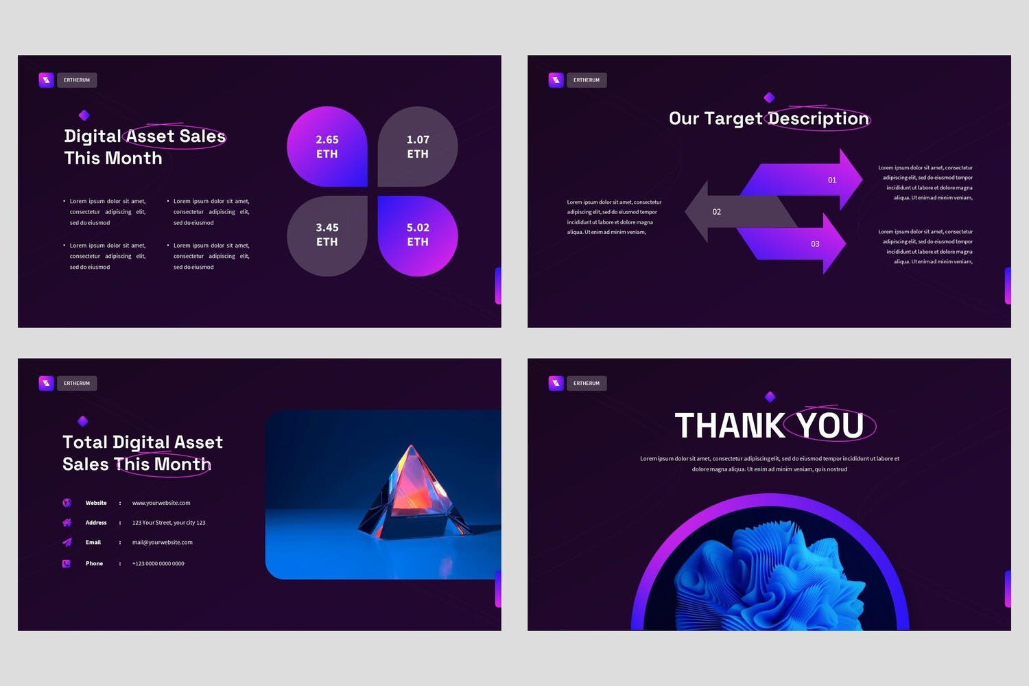 3411 NFT数字艺术创意多用途潮酷Keynote模板 Ertherum – NFT Digital Keynote Template