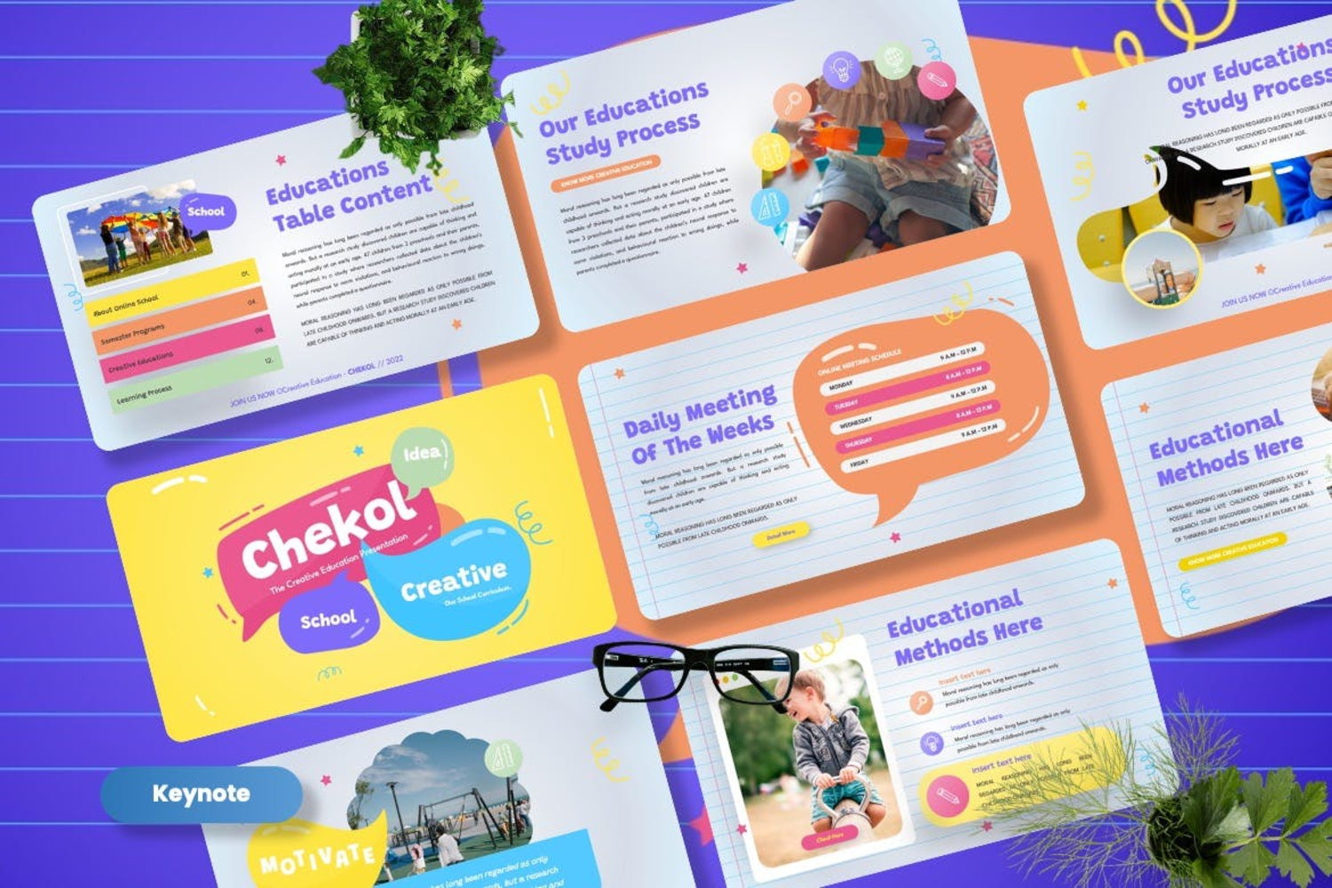 3412 多用途创意教育教案主题Keynote模板 Chekol – Education Creative Keynote Template