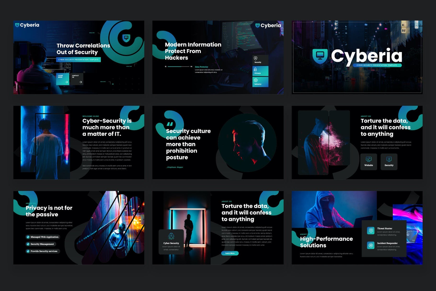 3426 炫酷艺术赛博朋克未来电竞电音NFt项目演讲Keynote模板 CYBERIA – Cyber Security Keynote Template