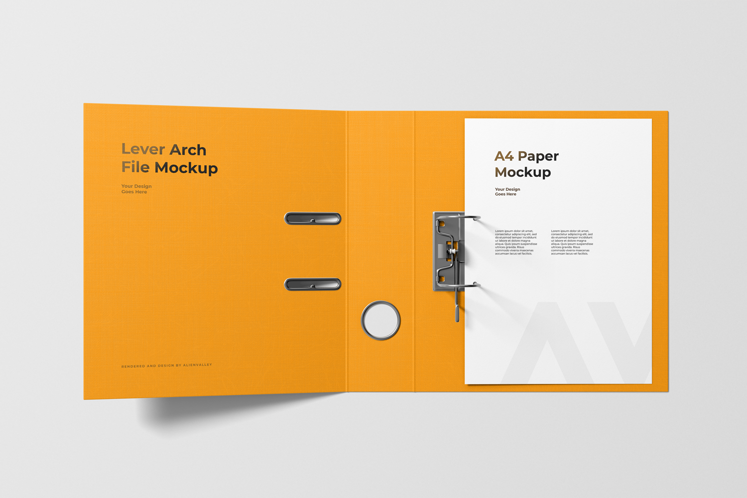 3443 两款文件夹商务办公文具PSD样机 Lever Arch File Mockup