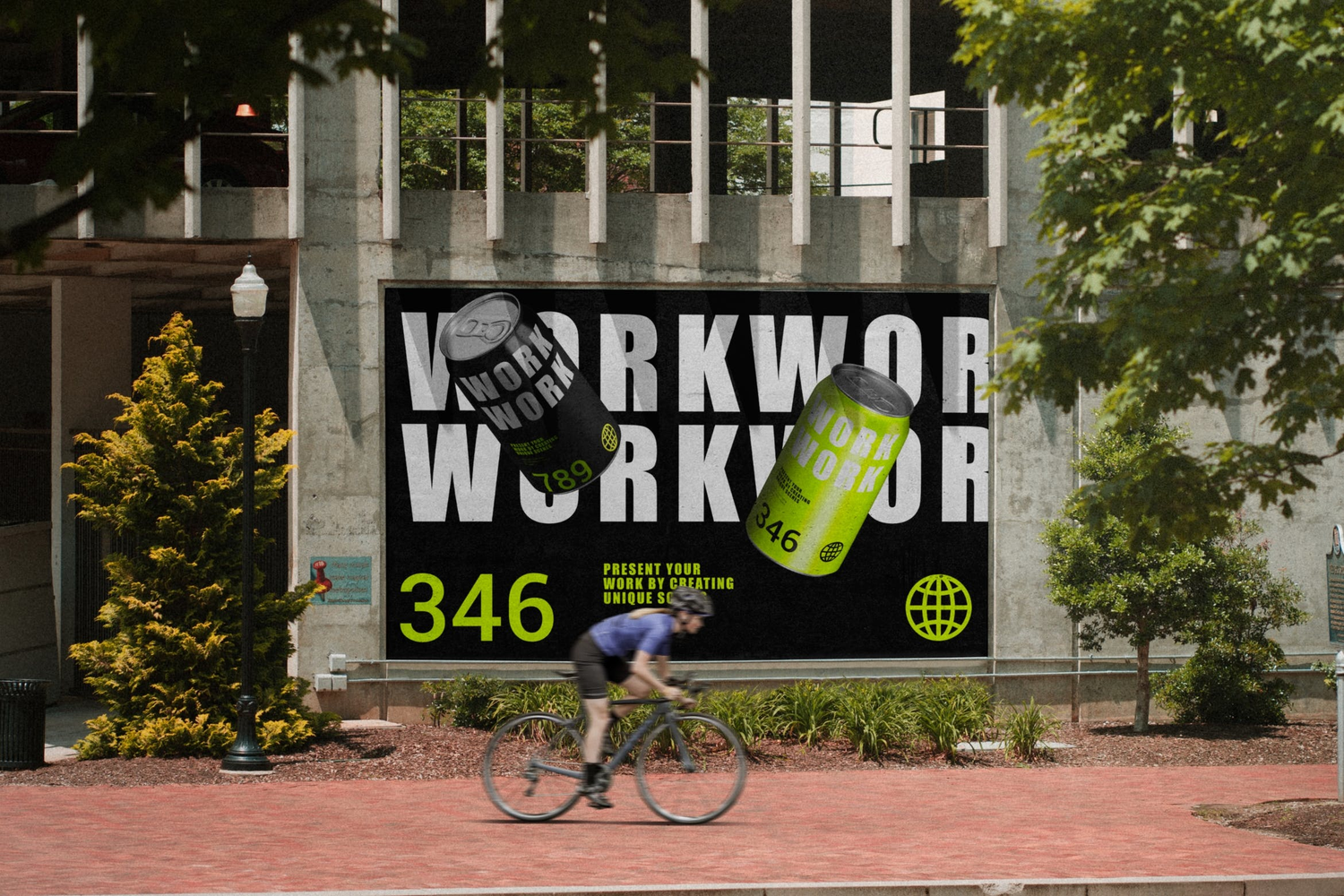 3464 复古做旧潮流海报墙绘设计广告展示PSD样机 Street Billboard Mockup