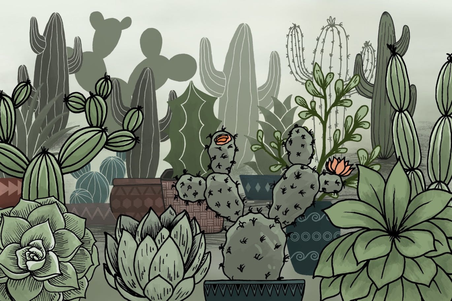 3486 80种仙人掌多肉植物和花盆Procreate软件笔刷 Cactus Succulents and Pots – Procreate Brushes