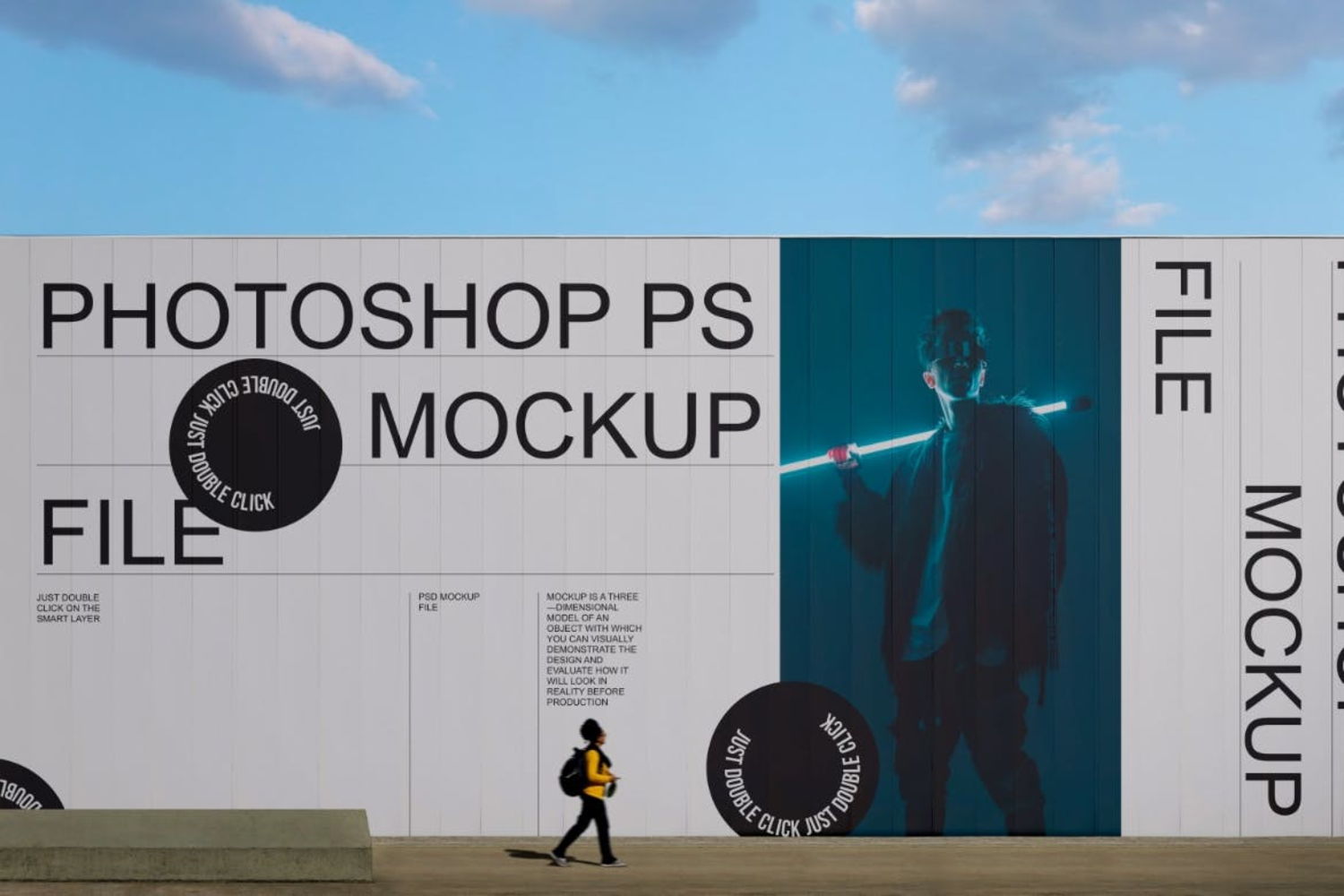 3501 6款墙面手绘广告位墙绘围挡围墙广告设计PSD样机 Street Billboard Mockup Set