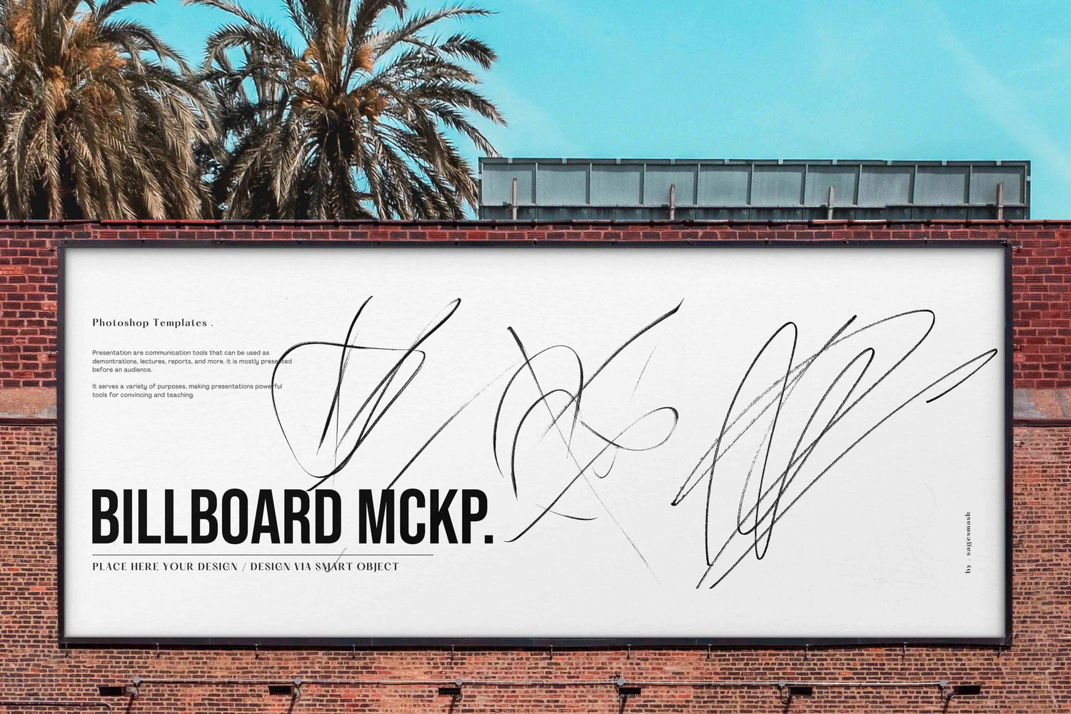 3521 3款户外墙体围挡工地广告牌手绘墙绘PSD样机 Billboard Mockups