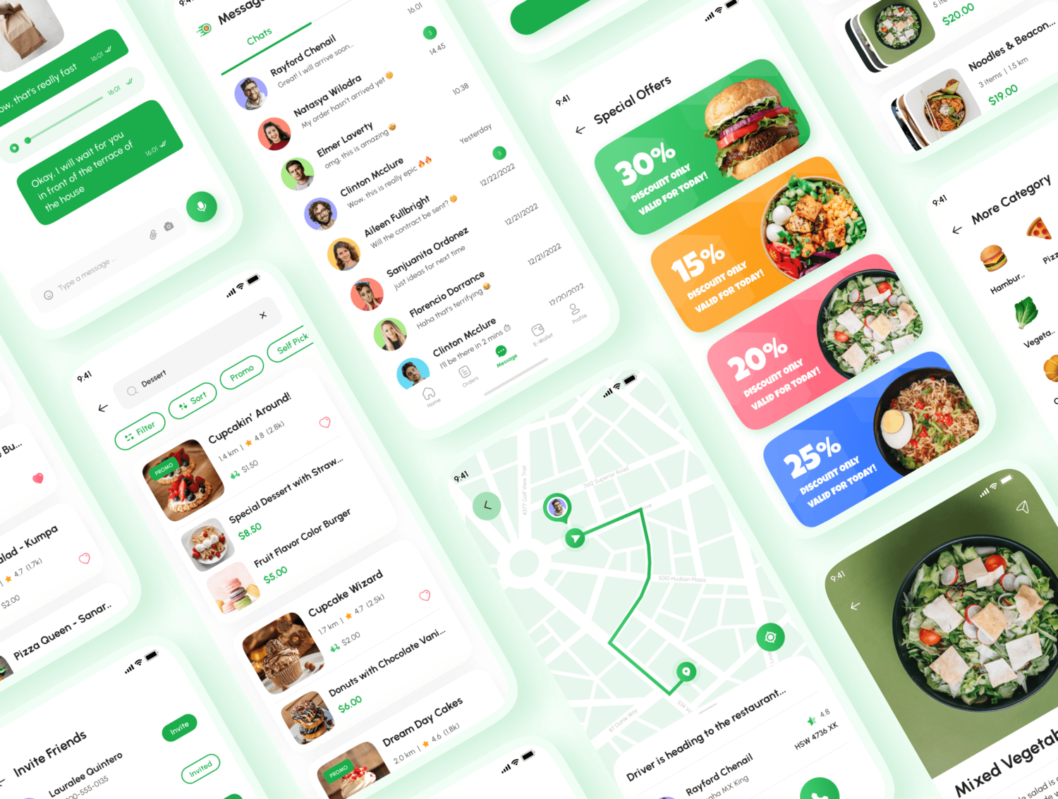3527 180屏美食外卖在线订餐配送app界面设计ui套件明暗模板 Foodu – Food Delivery App UI Kit