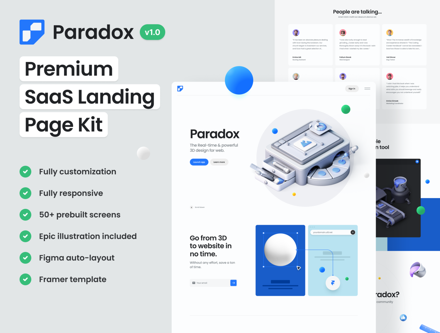 3535 高级的自适应式SaaS和初创公司落地页设计和React模板 Paradox – Premium SaaS landing page kit