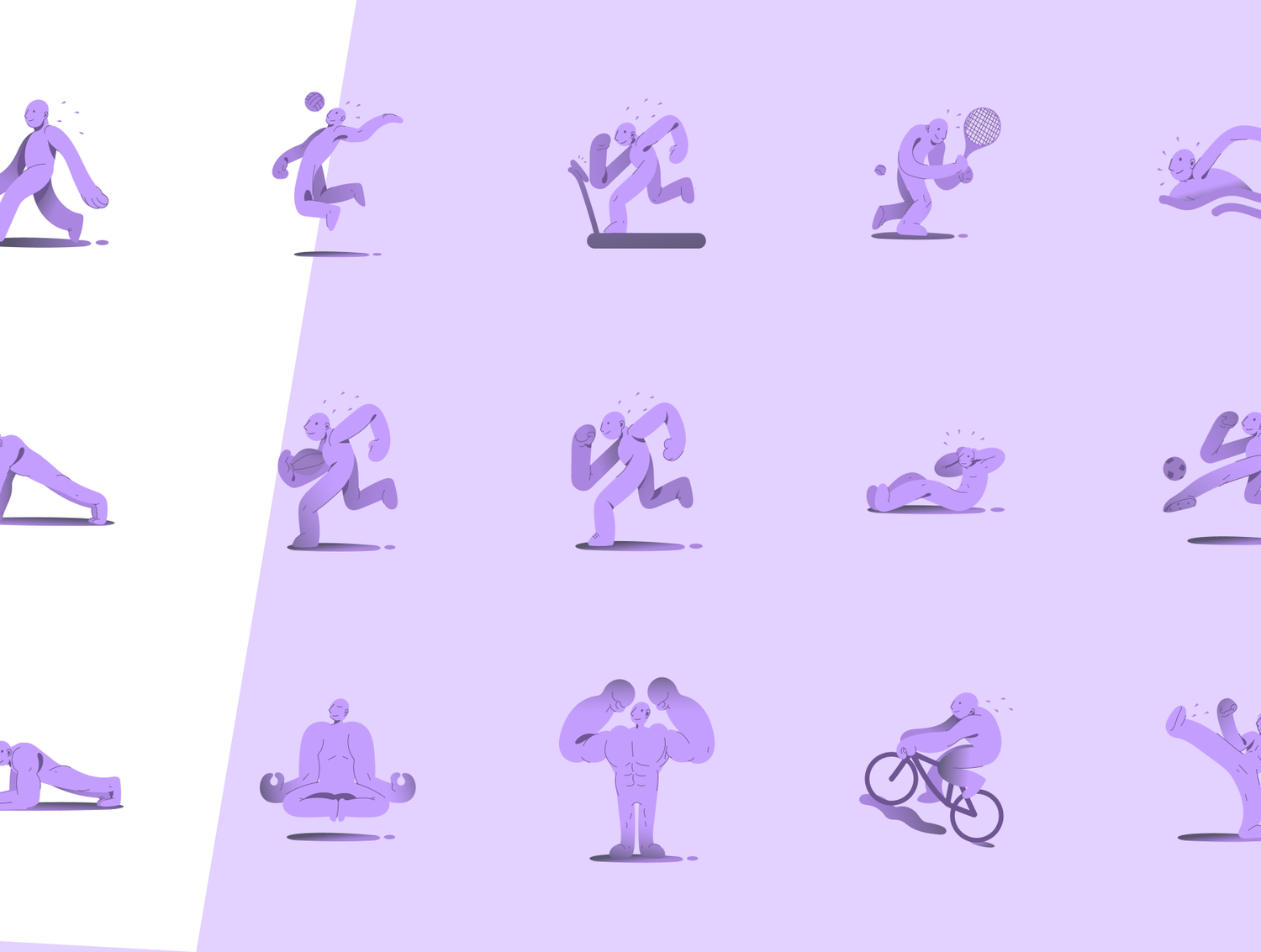 3542 30款趣味抽象体育运动健身人物动作手绘插画ai矢量设计素材源文件 Fitman Sport – 30 Fitness Gesture Illustration