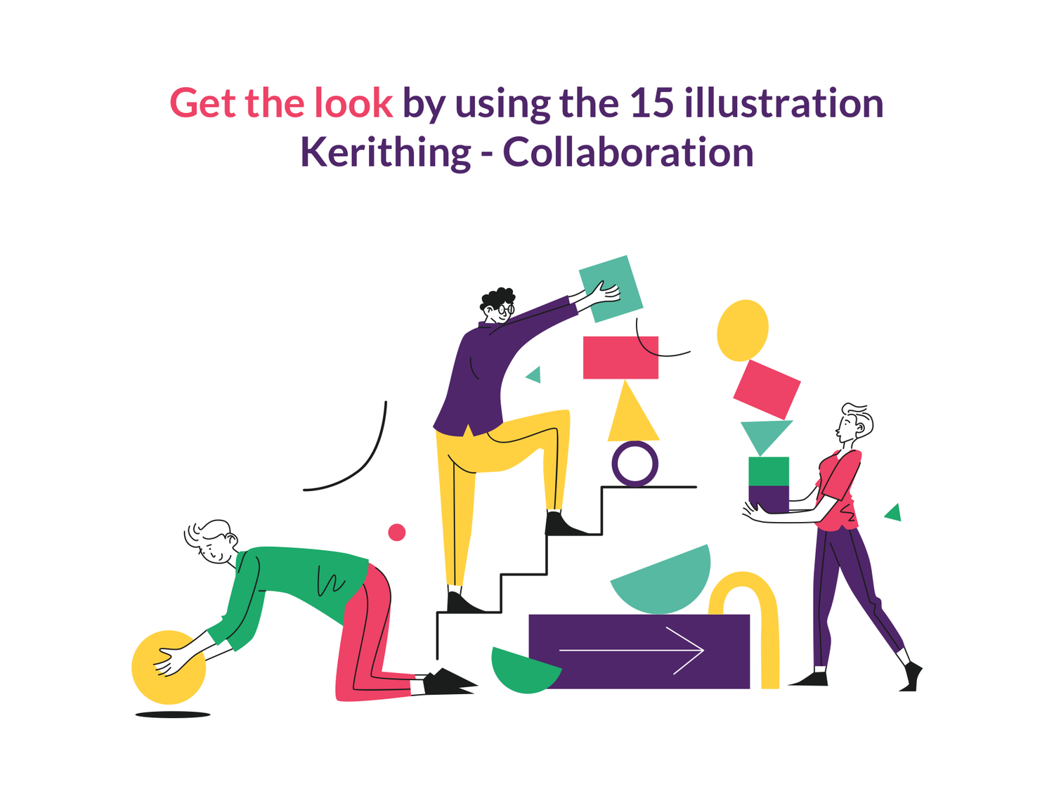 3551 15个手绘团队合作预置场景插画设计团队协作矢量人物插画图片 Teamwork & Collaboration Illustrations – Kerithing