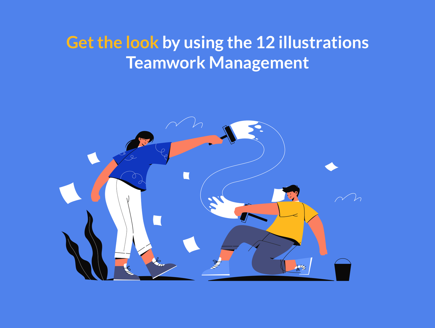 3553 团队合作管理手绘矢量卡通图片插画设计psd下载 Inteam – Team Management Illustration Set