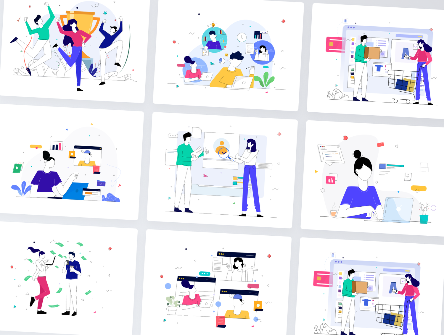 3556 创业公司团队协作项目演示手绘人物插画png免抠图设计素材下载 Starty – Startup Illustration Pack