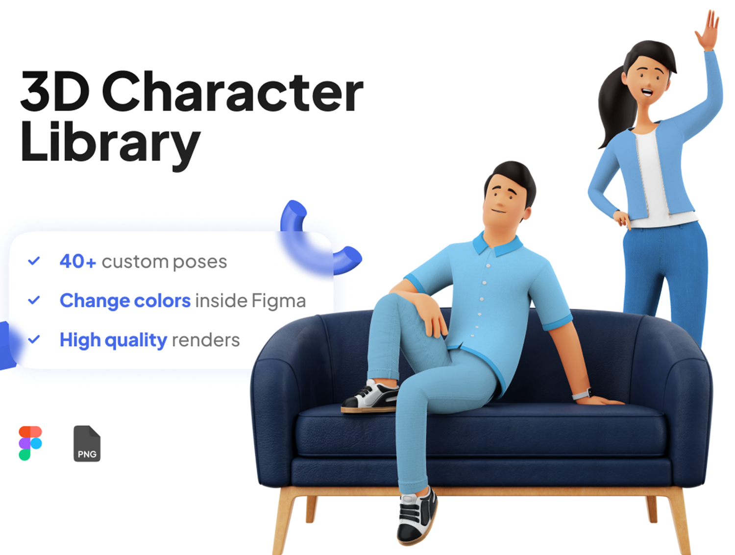 3558 高清矢量3D日常生活插画设计3D人物模型png免抠图素材 3D Character Illustration Pose Library Figma Pack