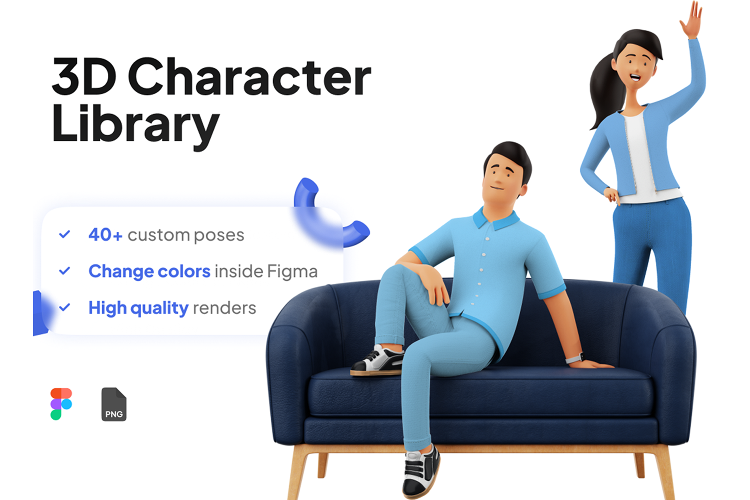 3558 高清矢量3D日常生活插画设计3D人物模型png免抠图素材 3D Character Illustration Pose Library Figma Pack