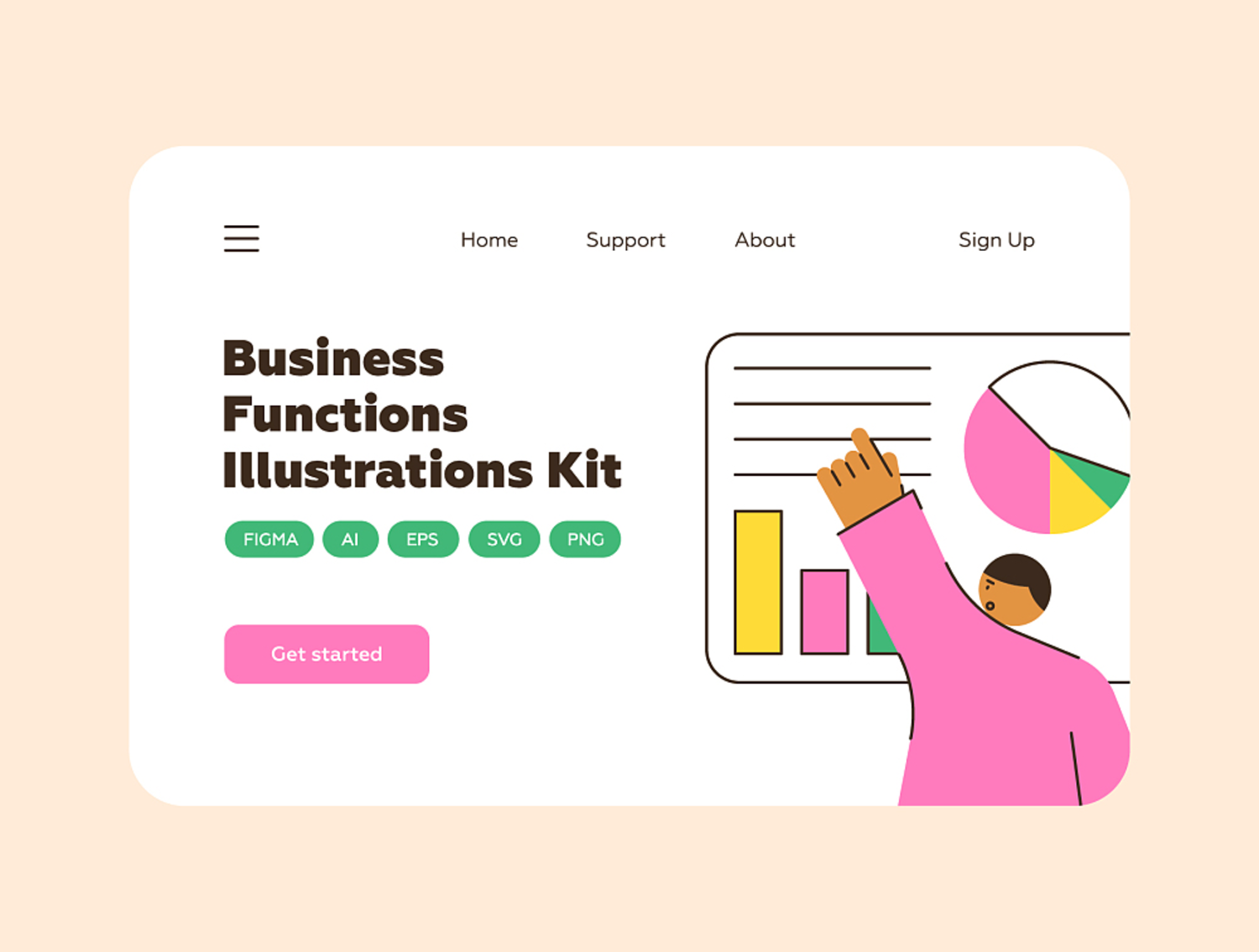 3559 产品商业营销手绘矢量插画图片设计Ai素材 Business Functions Illustrations Kit