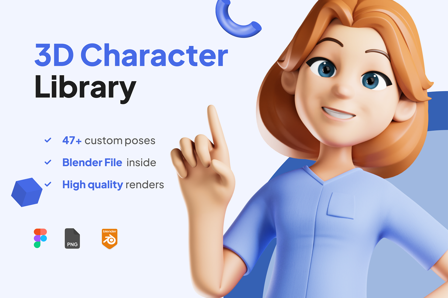 3578 47款3D立体卡通女医生护士人物角色插图插画png免抠图片设计Blend素材 3D Character Nurse Blender UI KIT