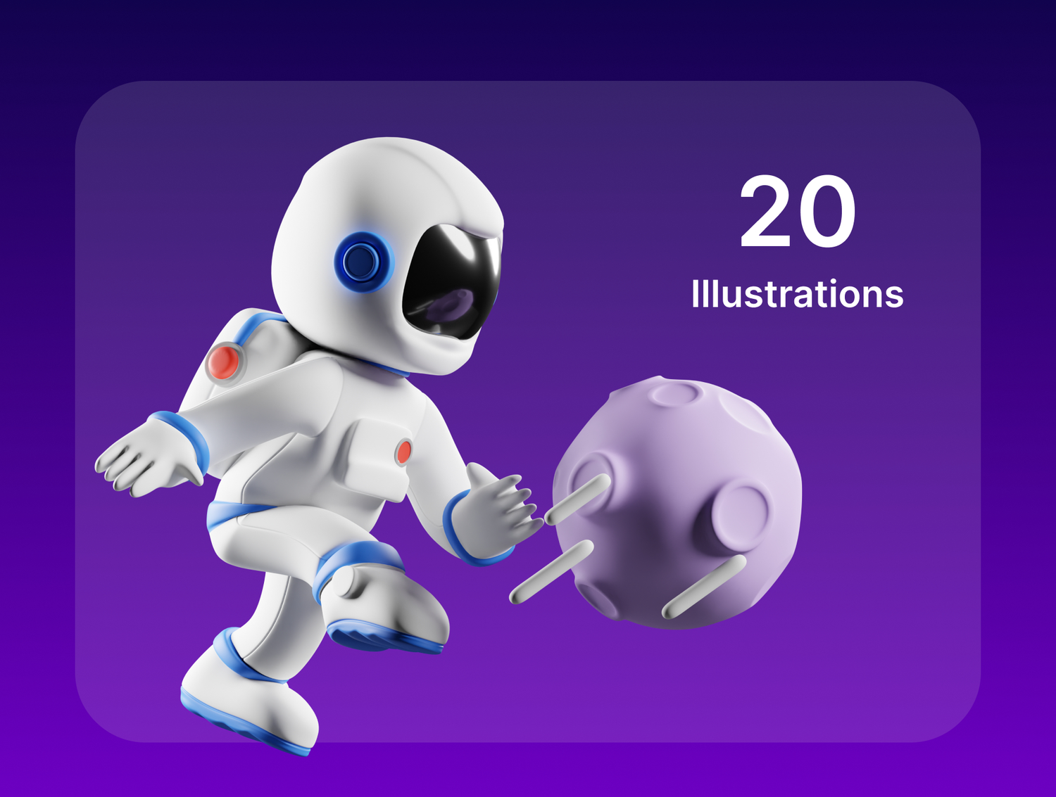 3589 16款3D立体卡通可爱空间站宇航员插图插画png免抠图片设计素材Astro 3D Illustration