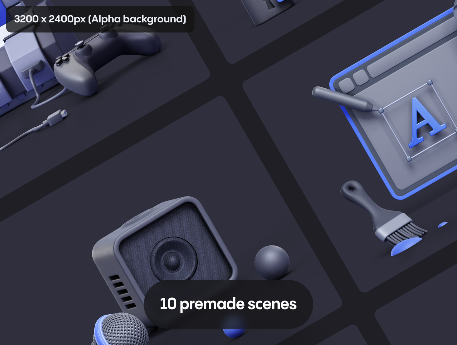 3590 45款3D立体未来科幻数码游戏等距插图插画png免抠图片设计Blend素材Nudge Vol.2 – 3D Illustration