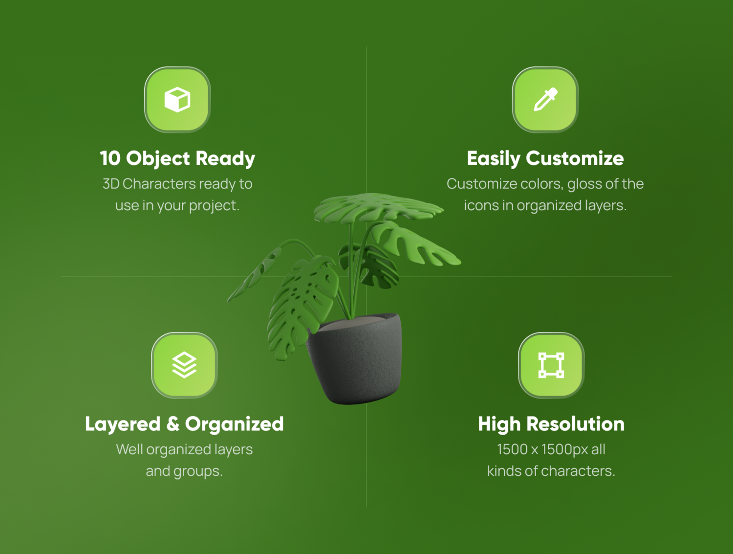 3594 10款卡通立体3D树木植物绿植盆栽插图插画png免抠图片设计Blend素材 Treeby – Tree & Plant 3D Icon Set