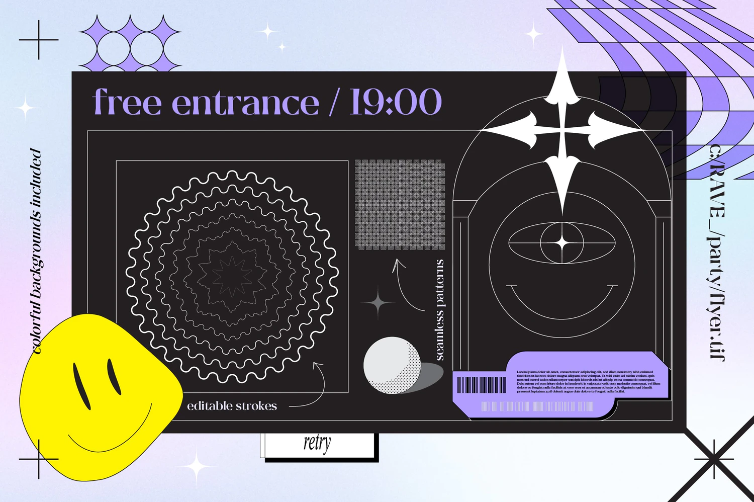 3596 100款创意潮流Y2K元宇宙酸性科幻未来几何图形插图插画ai设计素材 Metamodernist Toolkit – Vol. 3