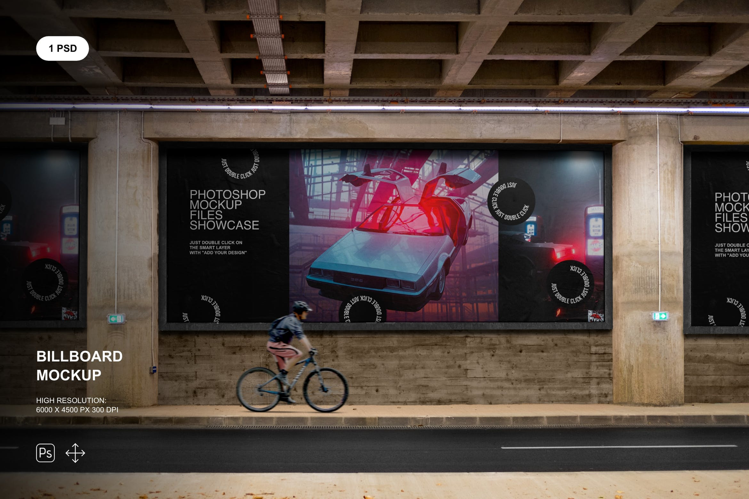 3598 地下通道墙面海报广告设计PSD样机 Billboard Mockup