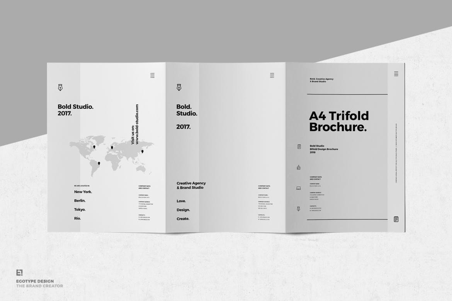 3600 个人简历简介作品集包装画册设计ID模板 Trifold Brochures
