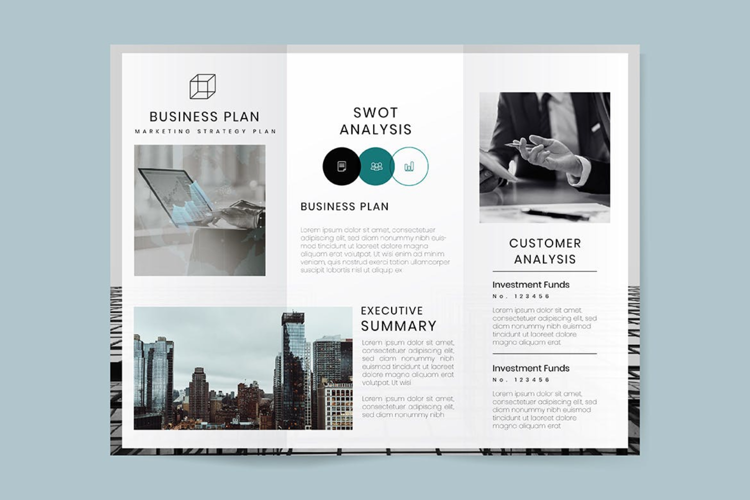 3603 三折页宣传册设计模版PSD源文件AI文件 Business marketing 3 fold brochure template vector