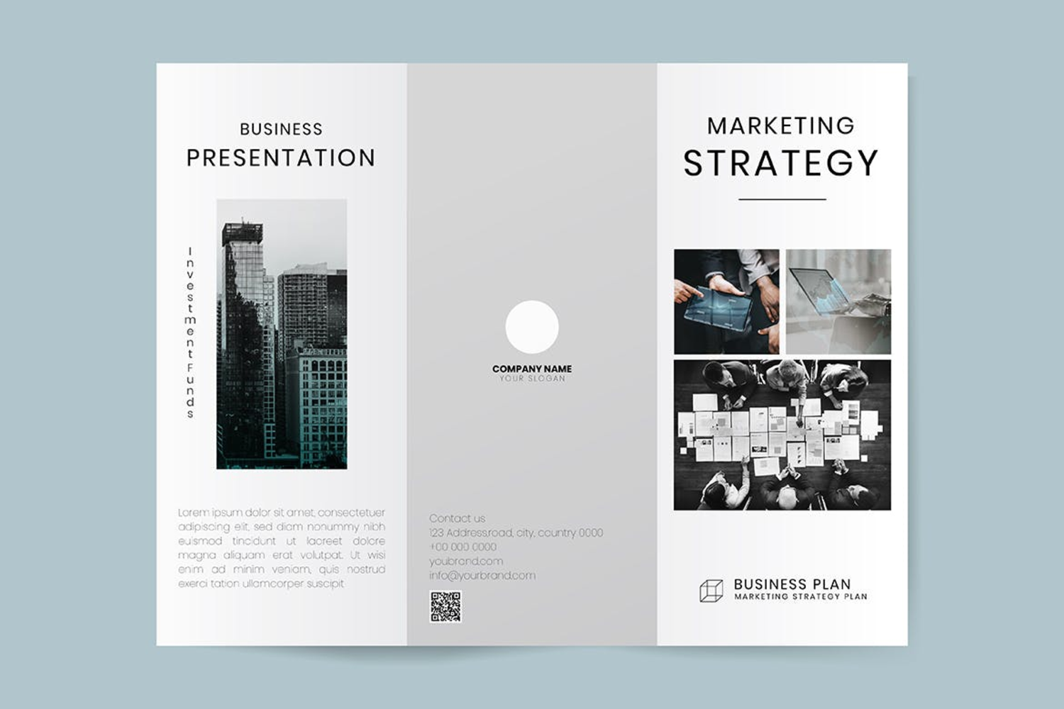 3603 三折页宣传册设计模版PSD源文件AI文件 Business marketing 3 fold brochure template vector