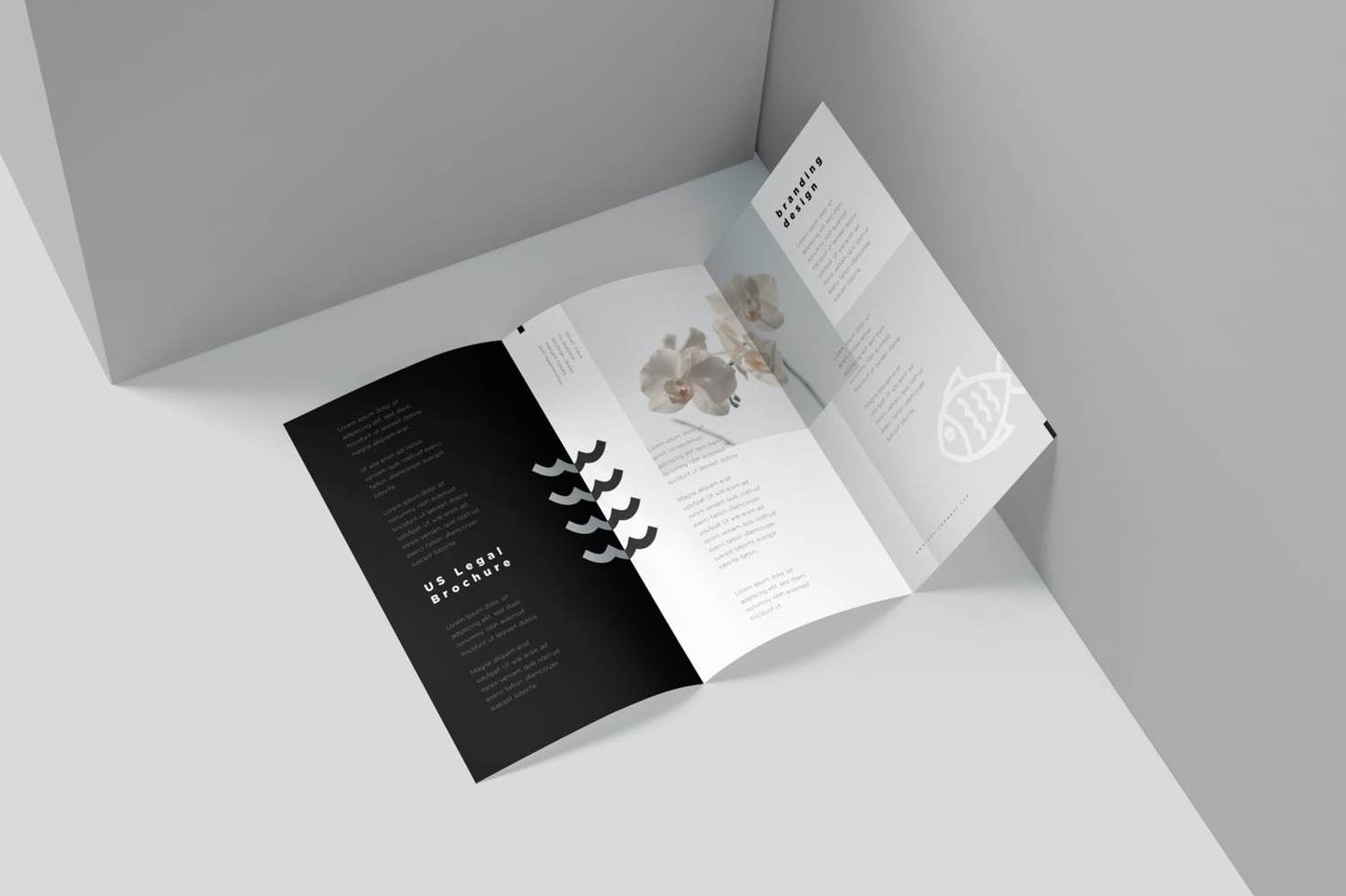 3605 5款三折页宣传册设计PSD样机 US Legal 3 Fold Brochure Mockups