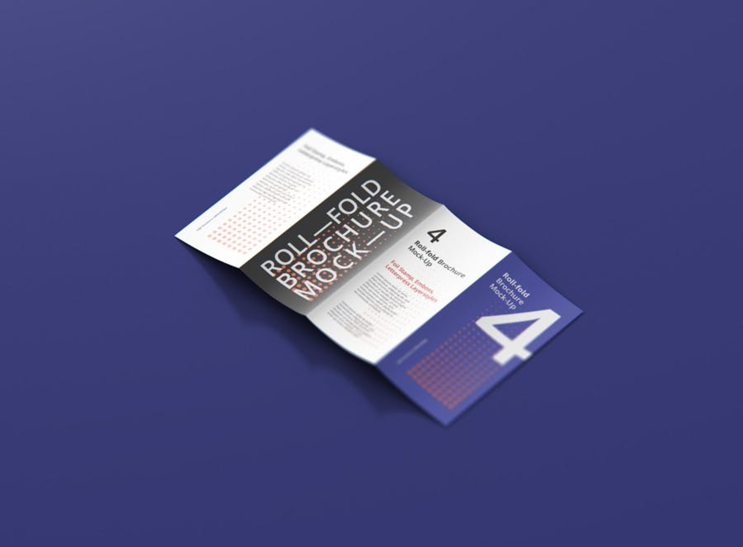 3606 12款4折页宣传册设计PSD样机Roll-Fold Brochure Mockup – DL DIN Lang