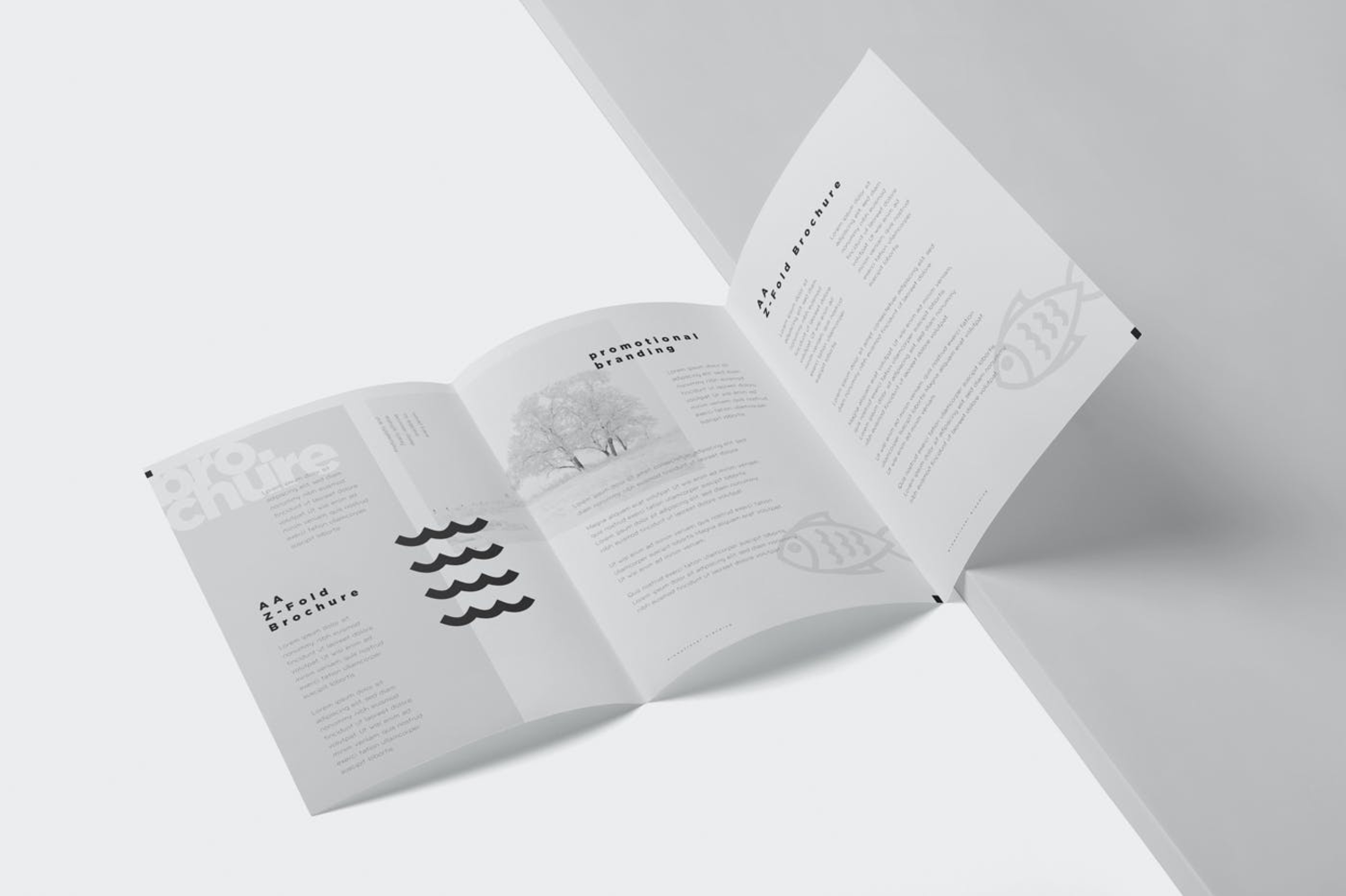 3610 5款A4三折页宣传册设计PSD样机 Z-Fold Brochure Mockup – Din A4 A5 A6 Size