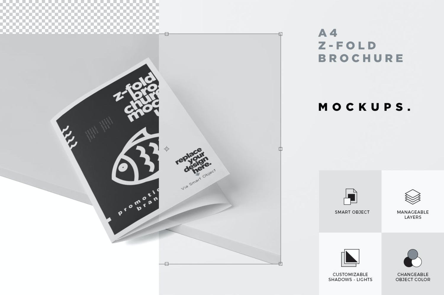 3610 5款A4三折页宣传册设计PSD样机 Z-Fold Brochure Mockup – Din A4 A5 A6 Size