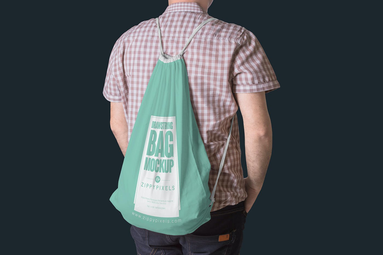 3615 便携式帆布双肩背包口袋PS样机 4 Drawstring Bag Mockups