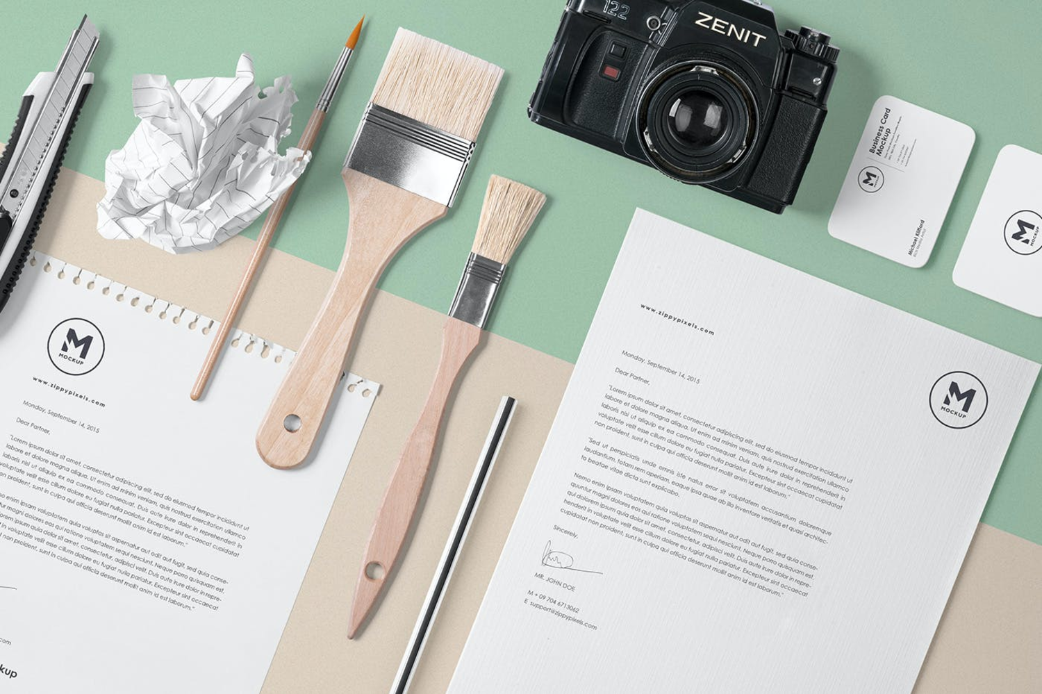 3617 4款摄影品牌VI设计桌面办公文具PS样机 4 Stunning Stationery Mockups Set