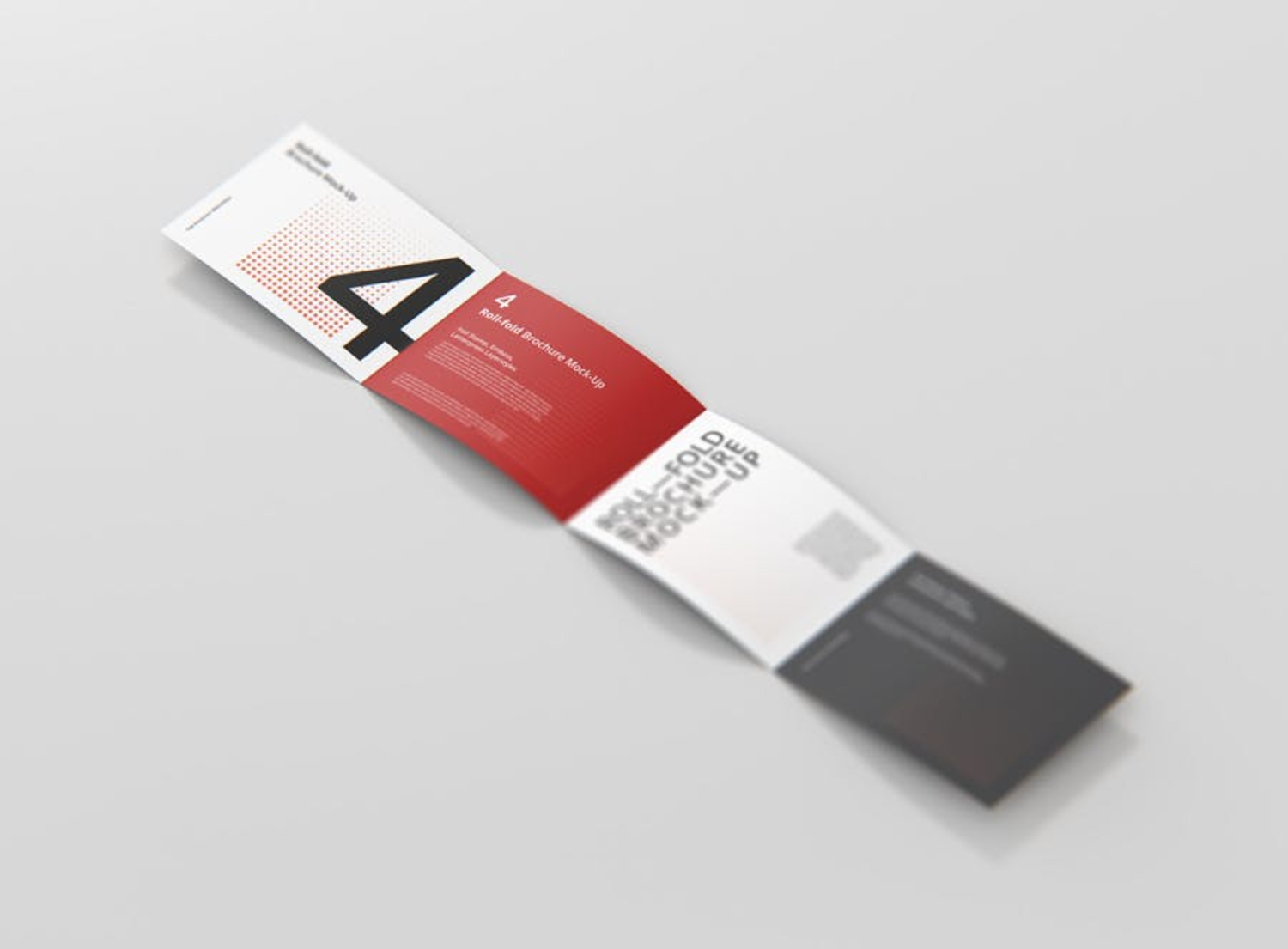 3628 12款横版4折页宣传单PS样机 Roll Fold Brochure Mockup Landscape Din A4 A5 A6