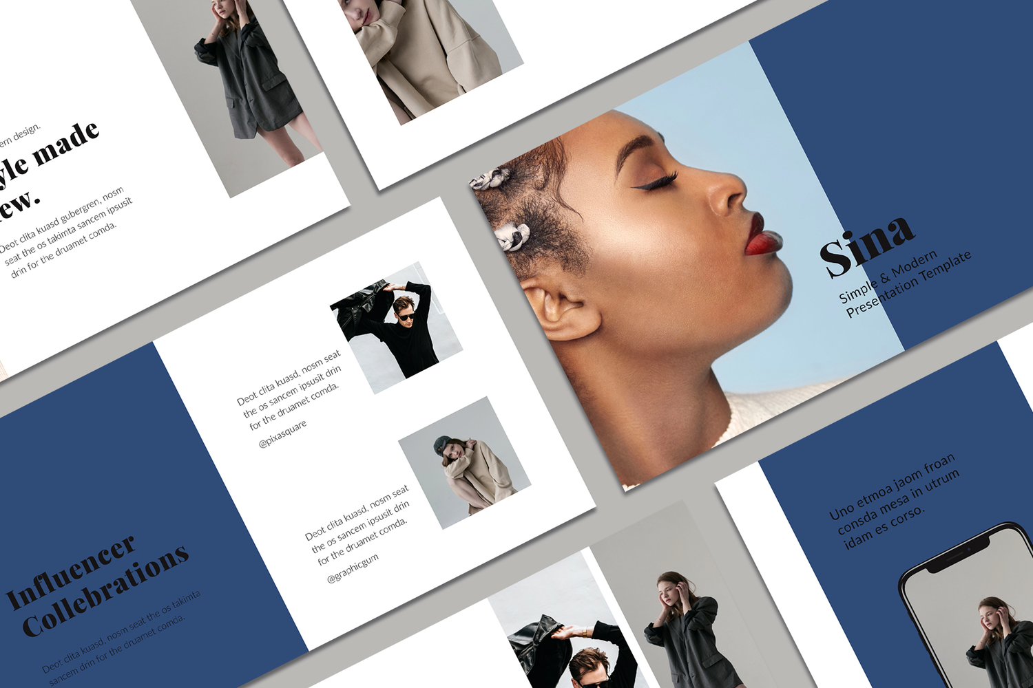 3642 时尚简洁多用途个人作品集设计Keynote模版 SINA – Keynote Stylish Template